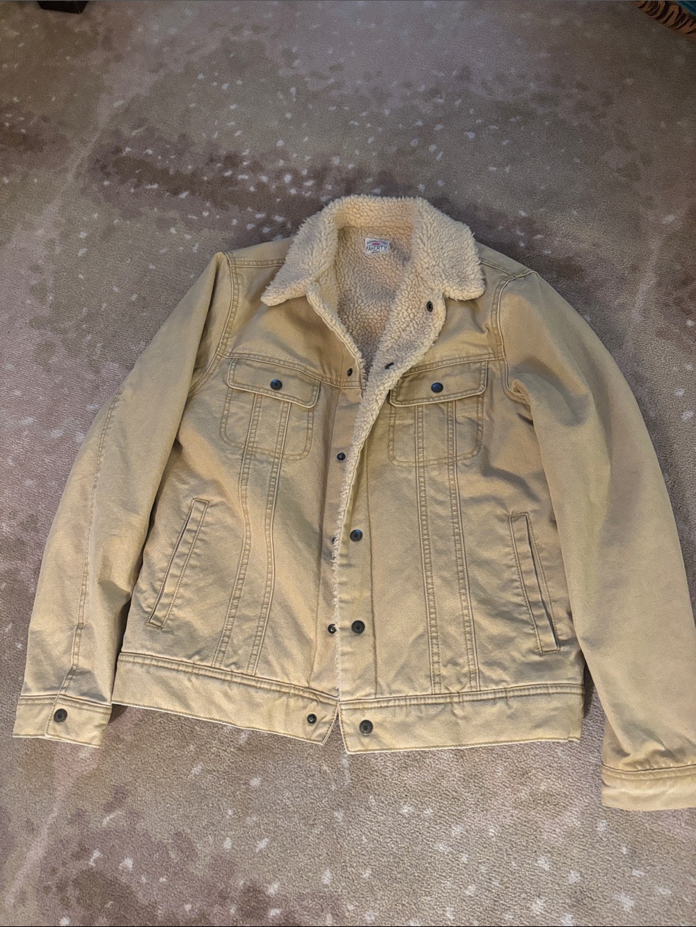 Faherty Tan Sherpa-Lined Field Jacket